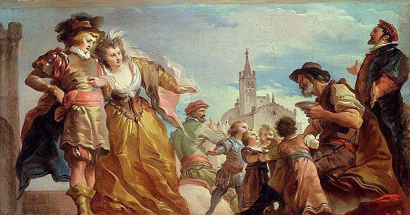 Giuseppe Cades The Meeting of Gautier, Count of Antwerp, and his Daughter, Violante Sweden oil painting art